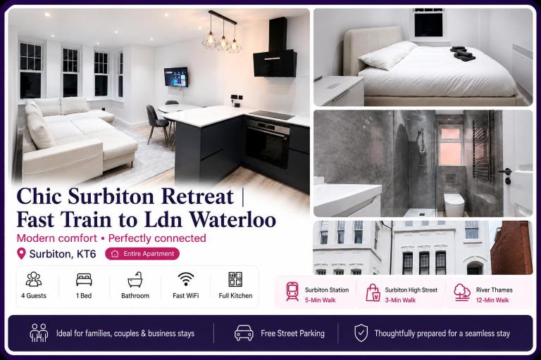 Chic Surbiton Retreat Fast Train to Ldn Waterloo - Ferienwohnung Surbiton