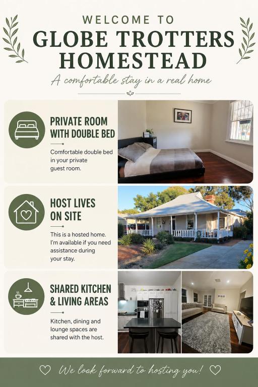 Globe Trotters Homestay - room in shared private residence - B&B Perth