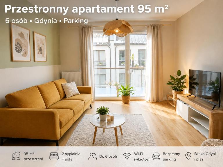 Family Apartment 95 m2 Near Gdynia & Beach I Free Parking I 6 Guests I - B&B Pogórze