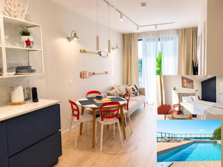 Apartament Wysoki Poziom Mielno z basenem i klimatyzacją w Art Lake dwa pokoje aneks łazienka balkon - Ferienwohnung Mielno