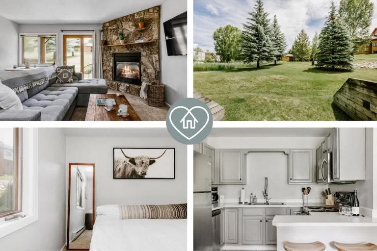Chic Condo - King Bed - Patio, Hot Tub, Free Bus - Bed and Breakfast Steamboat Springs