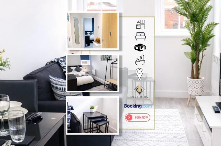 Fully Furnished 1 BR Flat by City Luxury Apartments for Relocation Business Leicester - B&B Leicester