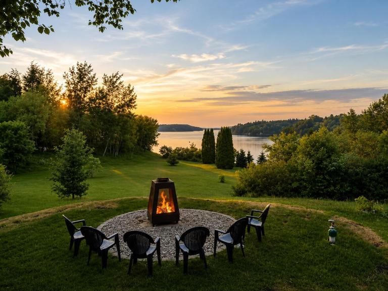 Chalet Bleu de la Baie Boudreault - Vu sur le lac - Chambres d'hôtes Alma