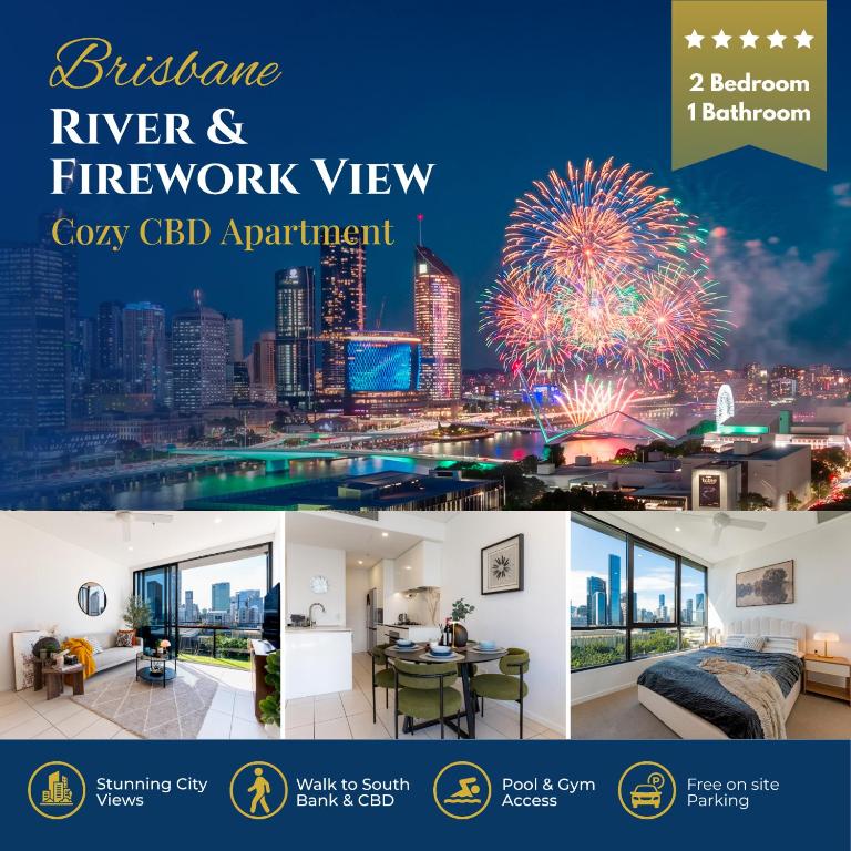 Panoramic Skyline Apartment - Walk to South Bank - Bed and Breakfast Brisbane