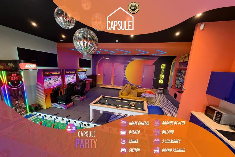 Capsule Party - Arcade Balnéo Karaoké billard babyfoot géant - B&B La Louvière