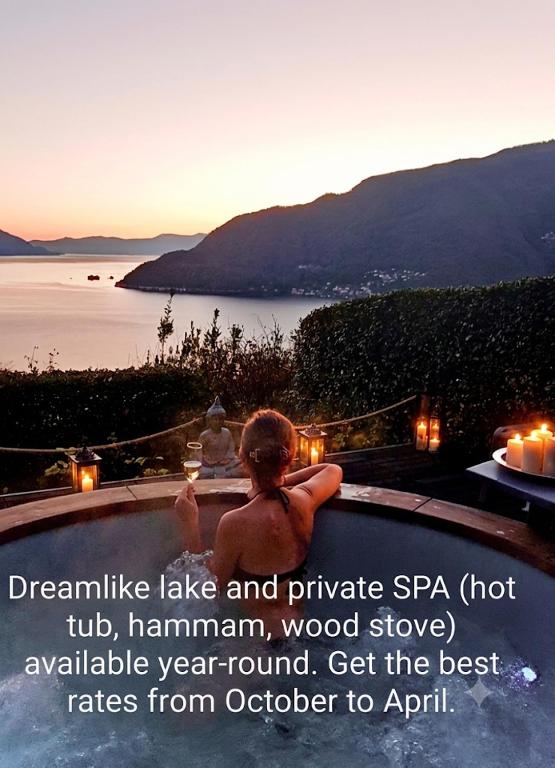 Private Eco Retreat for two -Pool- Spa - Hot Tub - Design and Lake View - Ferienwohnung Maccagno