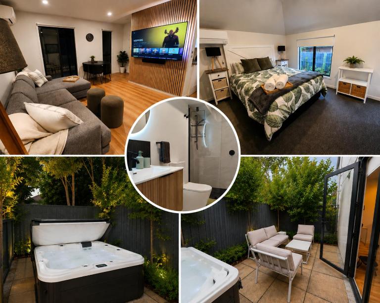 Park & Central City Spa-Pool Escape with Garage - Bed and Breakfast Christchurch