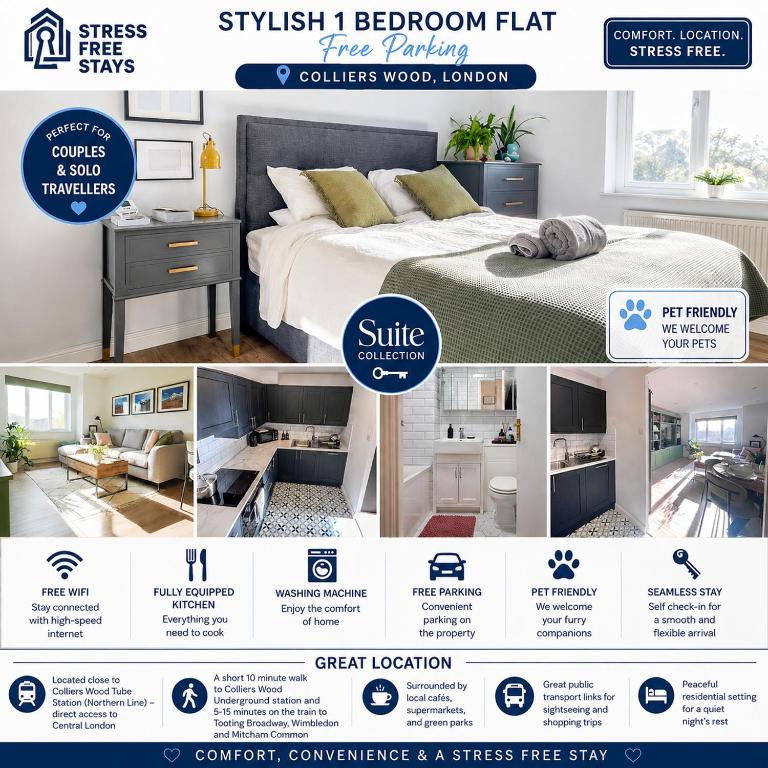 1 BR Flat with Free Parking 10 min to Colliers Wood - Ferienwohnung London
