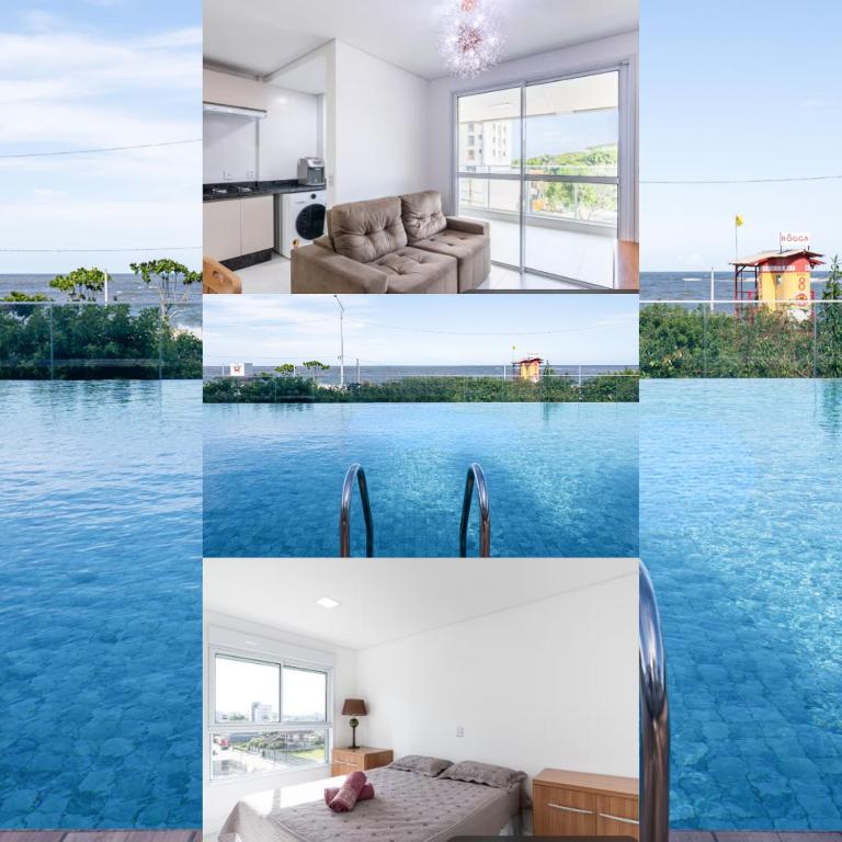 Aptos Pé na Areia Vista Mar Condomínio Resort Completo com Piscina borda Infinita, Beach Tennis, Academia, Sala de Jogos, Brinquedoteca, Playground e Portaria 24H 3 Quartos com Ar-Condicionado, Churrasqueira Privativa Reserve Agora e Viva essa Experiência - Ferienwohnung Bugres