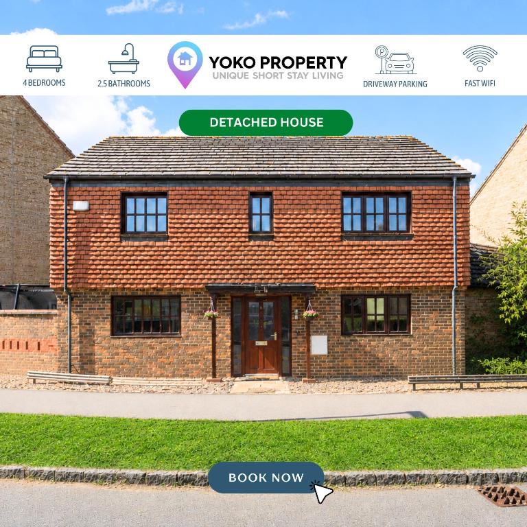 Goldhawk House I Detached I 4 Bedroom I Excellent Location I Driveway Parking I Fast WiFi I Smart TVs I Self-Check-In I By Yoko Property - Bed and Breakfast Milton Keynes