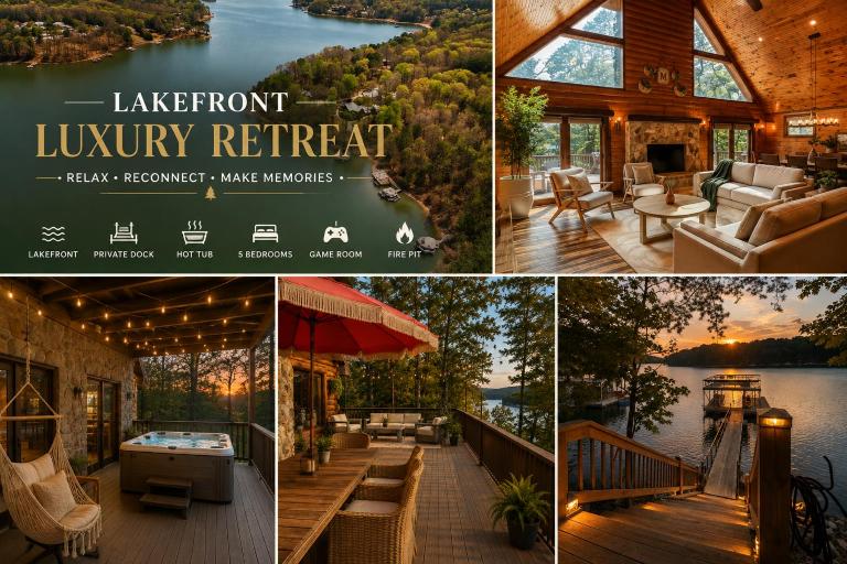 Lakefront Luxury, Dock, Hot Tub, Games and Theater - B&B Gainesville