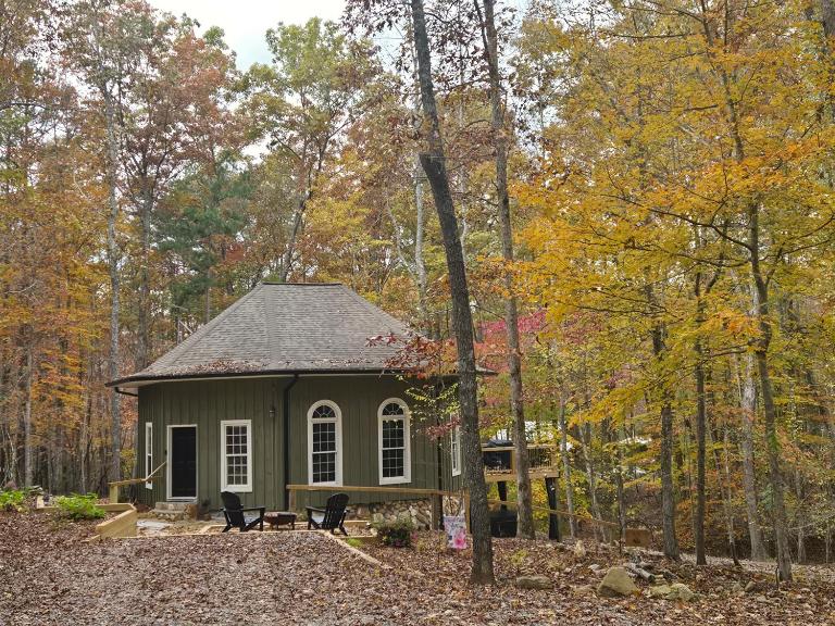 One-of-a-Kind Octagon CabinHot Tub Fire Pit - B&B Morganton