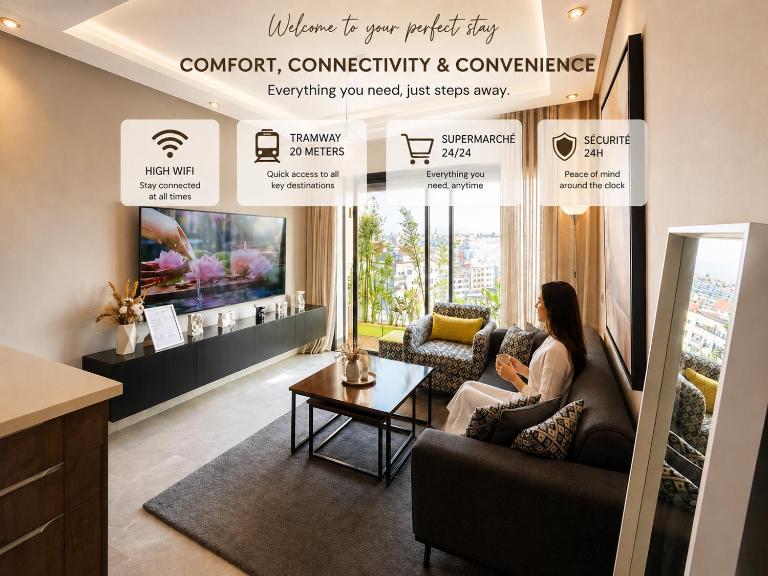 Studio 10th floor, near CasaVoyageurs station, High WIFI, Self check in - B&B Casablanca
