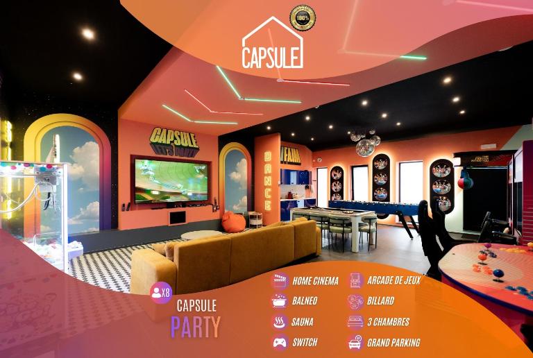 Capsule Party - Arcade Balnéo Karaoké billard babyfoot géant - Chambres d'hôtes La Louvière