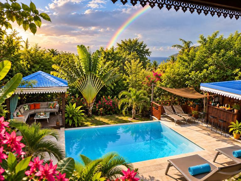 Gite et bungalow La Tortue Bleue Piscine & Malendure - Bed and Breakfast Village