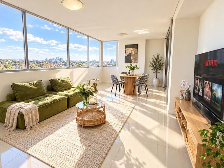 Convenient location high-rise luxury apartment Balcony with river view Free parking Air conditioning - B&B Sydney