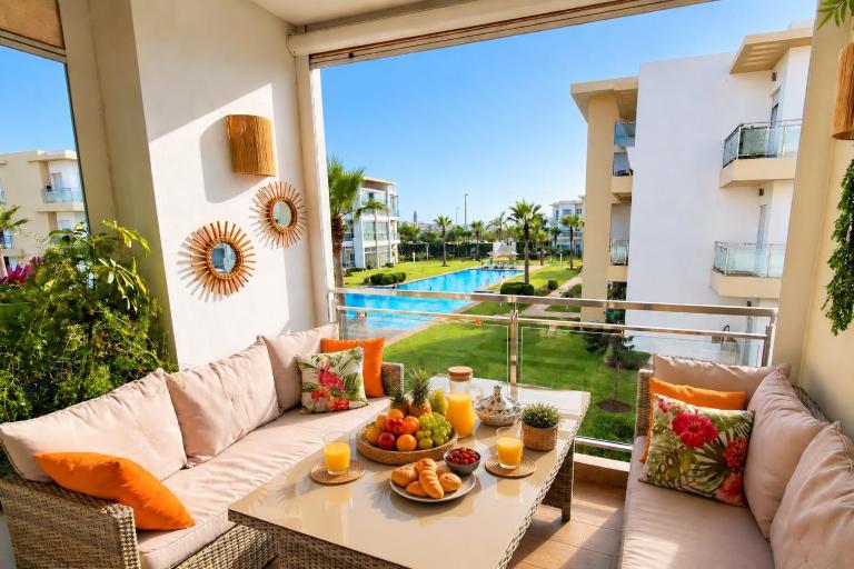 APARTEMENT COSY 30 min de Casablanca ,4 Piscines, Accès Direct Plage ,Terrasse Vue Piscine - B&B Sidi Rahal