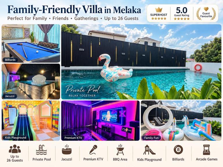 Dato Villa Luxury Homestay 12min to Jonker Street 26pax Private Pool Playground KTV BBQ - Ferienwohnung Malakka
