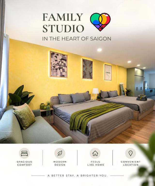 Family Studio Near Bui Vien Walking Street 200m - Chambres d'hôtes Hô Chi Minh Ville