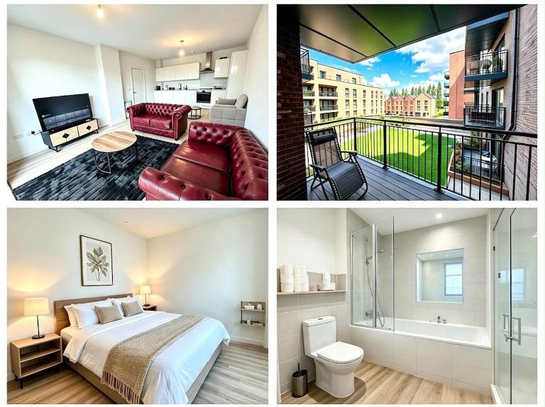 Stunning New 1-Bed Flat with Sunny Balcony Campbell wharf Free secure parking Gated - B&B Milton Keynes