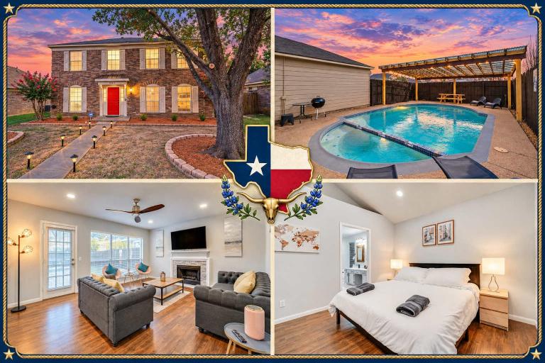 Spacious 5BR 2,5BA Holiday Home with Poo - B&B Grand Prairie