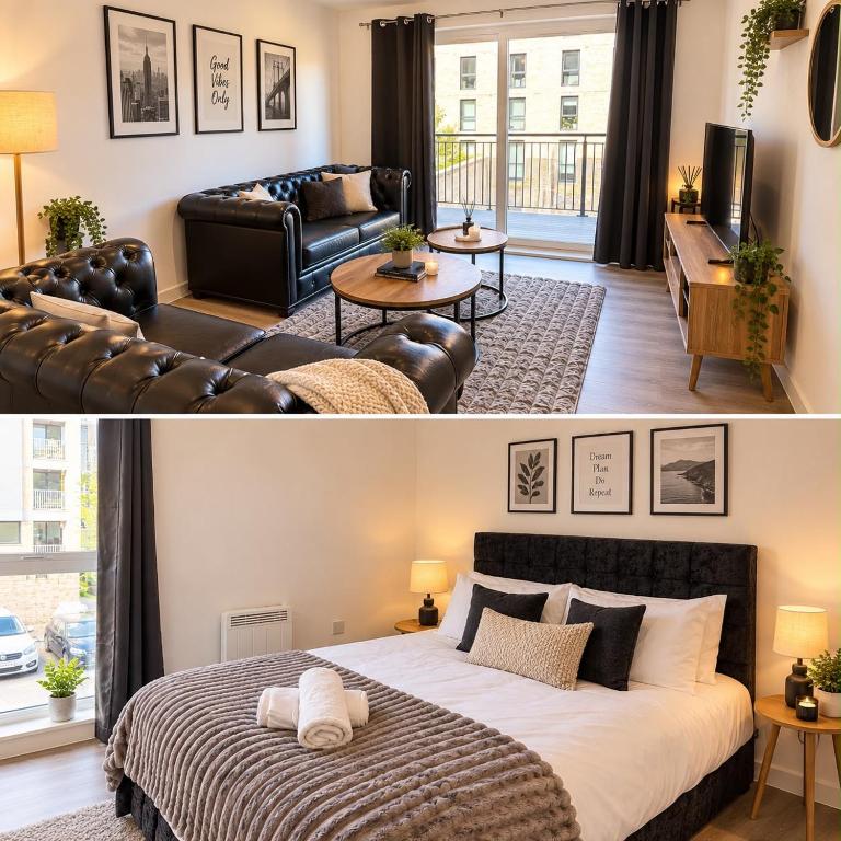 Brand New 1-Bed Flat Sunny Balcony & Grand Views Campbell wharf Free secure parking gated - B&B Milton Keynes