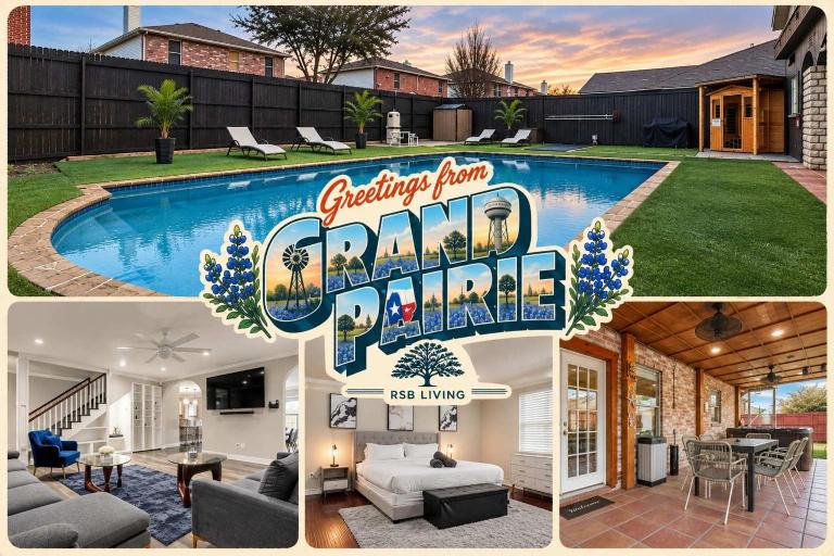 Sophisticated 5BR 2,5BA Holiday Villa - Pool Sauna Hot Tub - B&B Grand Prairie