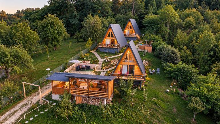 Carpatina A-Frame Retreat - Rustic Cabins for Couples - B&B Runcu