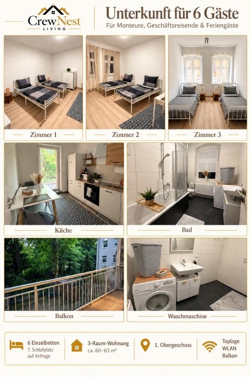 CrewNest Living Heide13 Balkon Toplage WLAN - Chambres d'hôtes Magdebourg