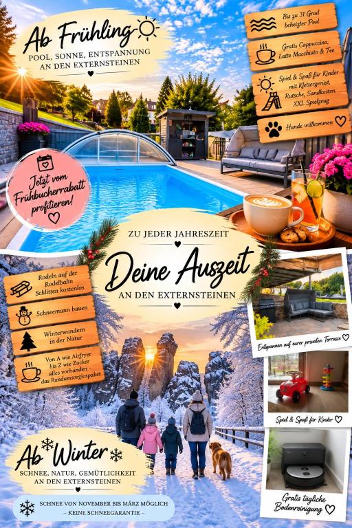 Auszeit an den Externsteinen - Pool & private Terrasse - B&B Horn-Bad Meinberg
