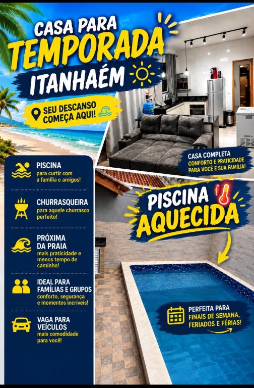 ótima casa em Itanhaém- conforto e piscina aquecida - Bed and Breakfast Itanhaém