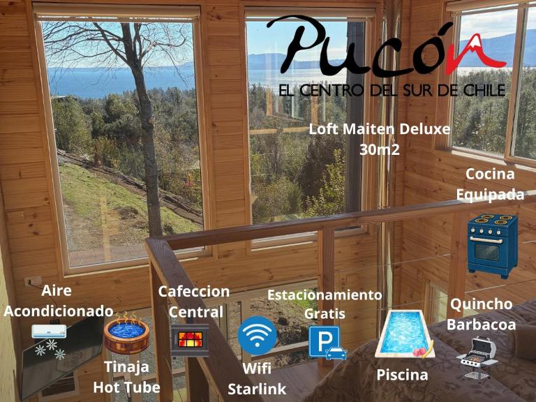 Loft Konantu a 2,9km de Pucon, Vista al Lago - Chambres d'hôtes Pucón