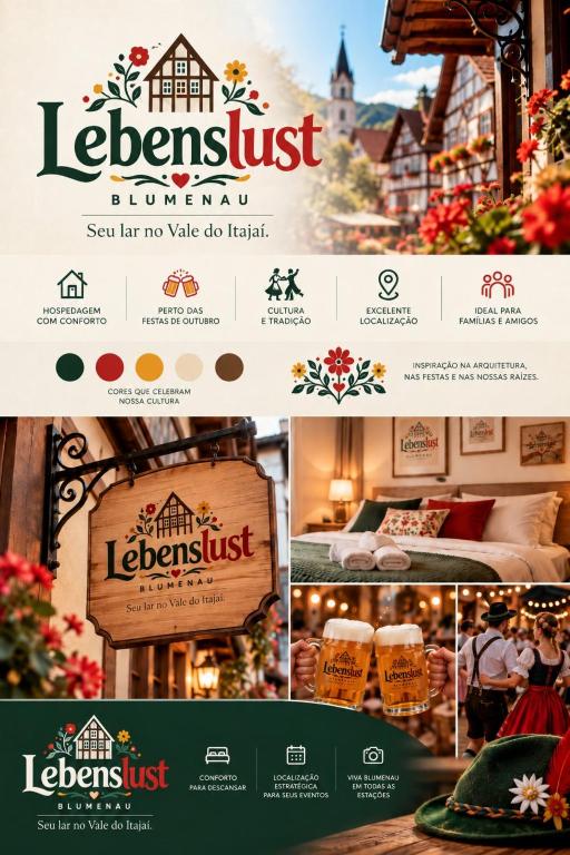 Lebenslust Blumenau - Casa perto da Vila Germânica - 1,5 km - B&B Blumenau