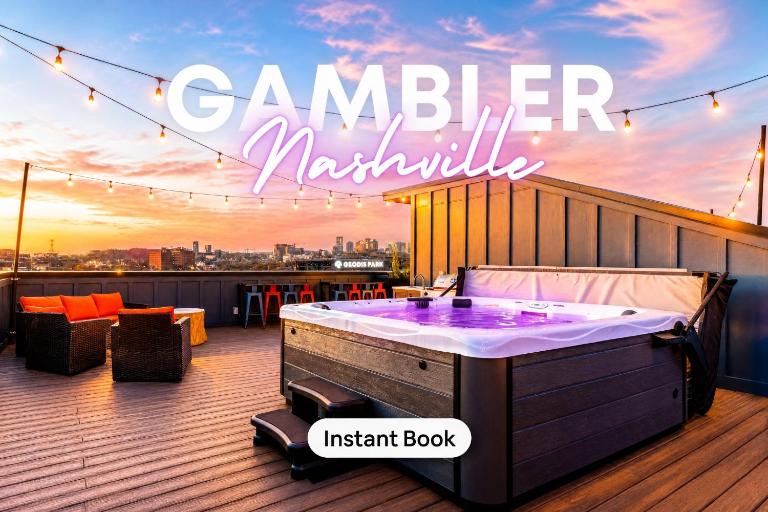 Hot Tub Poker Pool Table & Rooftop City MLS View - B&B Nashville