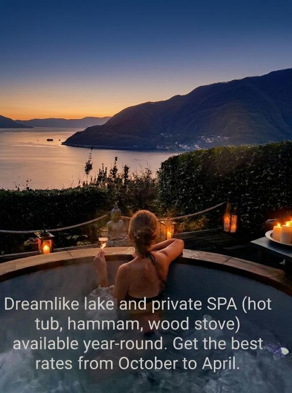 Private Eco Retreat for two- Pool- Spa and Hot Tub - Design and Lake View - Il Giardino delle Ninfe - B&B Maccagno