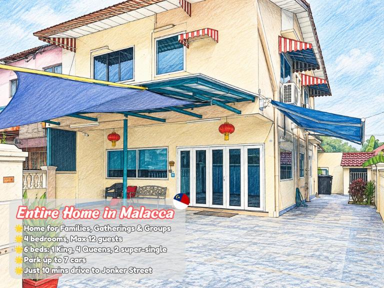 Classic Heritage Mansion in the Heart of Melaka, Max 12 Pax & 7 Cars, Walk to Local Nyonya Restaurants & Tourist Site, COMFY HILL 2 - B&B Malaca