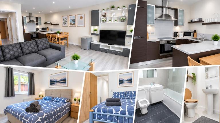 Comfortable Spacious 3 Bed, 2 Bedroom Apartment - Secure Parking - Close to Manchester City Centre and Old Trafford - B&B Manchester
