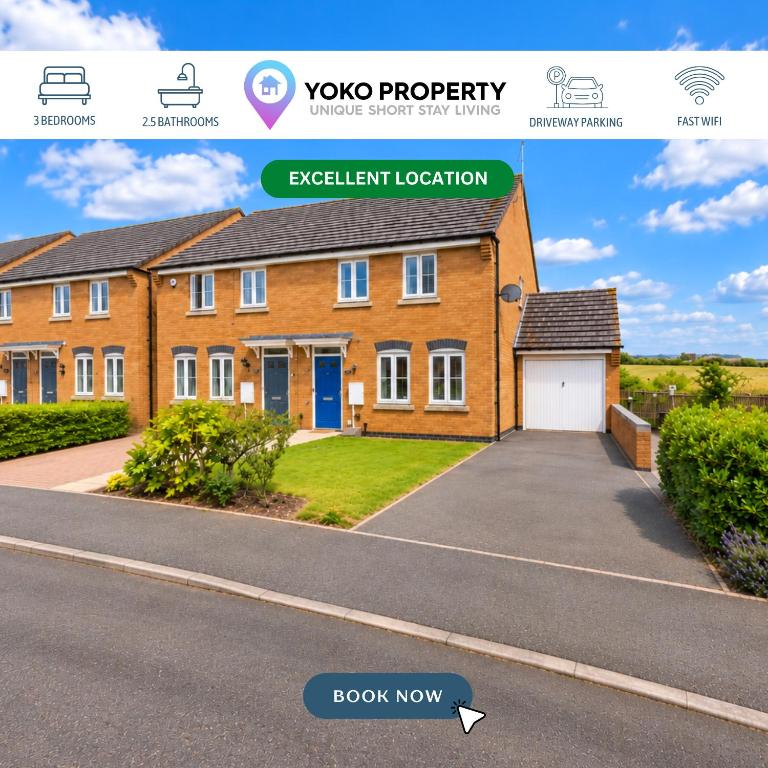 Robinson House I Excellent Location I Close to Shops I Sleeps 5 I Driveway Parking I Work Desk I Fast WiFi I Smart TVs I Self-Check-In I By Yoko Property - B&B Northampton
