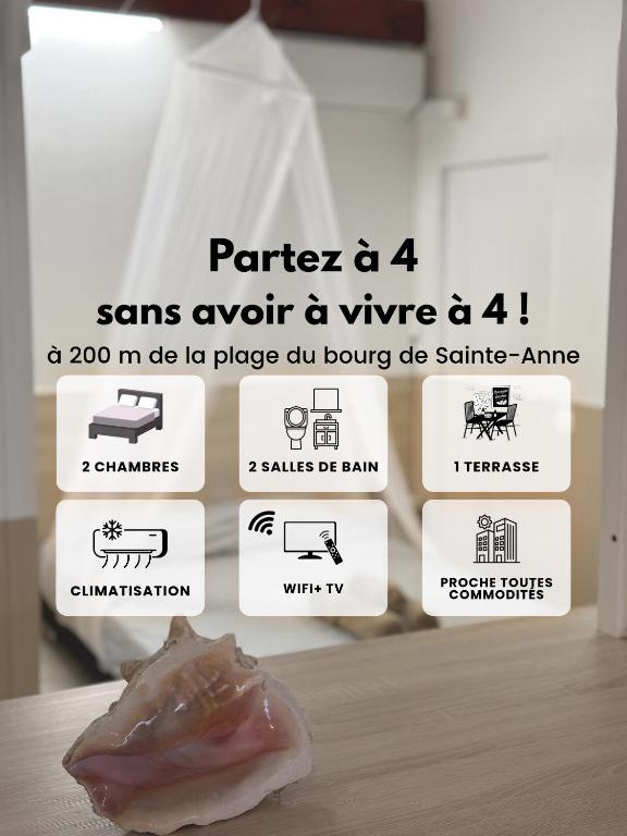 2 logements indépendants à 200m de la plage du bourg de Sainte-Anne - Chambres d'hôtes Sainte-Anne