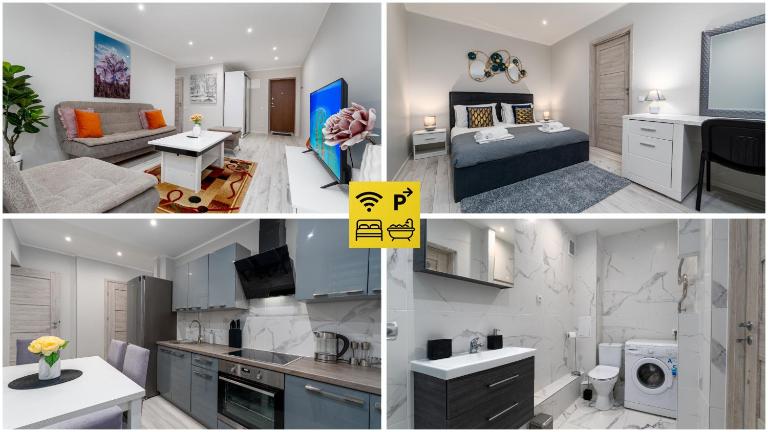 Stylish Apartment - 30pct OFF For Long Stays - Sleeps 4 - Fast WiFi - Free Parking - Bed and Breakfast Vilkaviškis