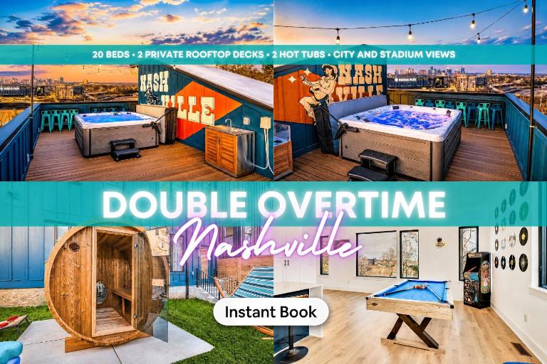 Twin Homes Rooftop Deck Hot Tub Outdoor Kitchen - B&B Nashville