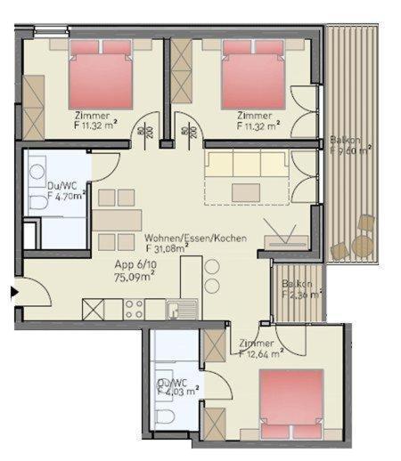 Three-Bedroom Apartment image 3