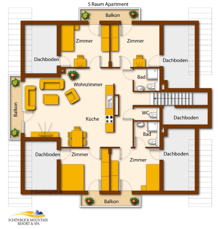 Four-Bedroom Apartment with Sofa Bed image 1