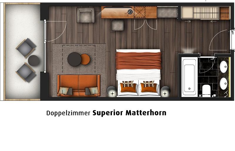 Superior Double Room with Panoramic Matterhorn View and Balcony image 3