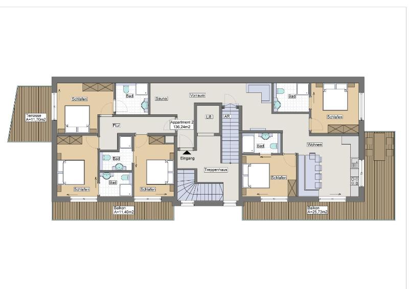 Five-Bedroom Apartment with Balcony and Sauna image 2