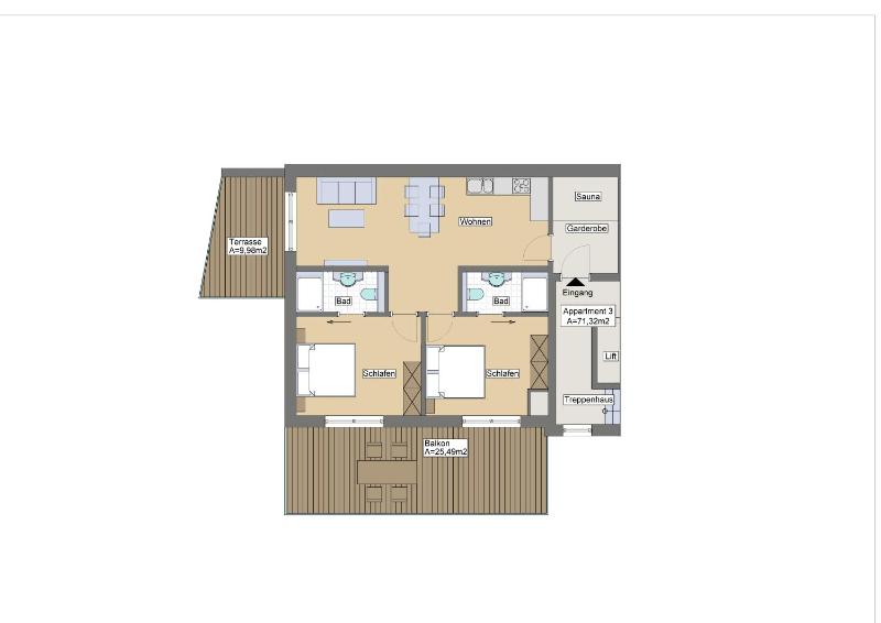 Two-Bedroom Apartment with Large Terrace and Sauna image 2