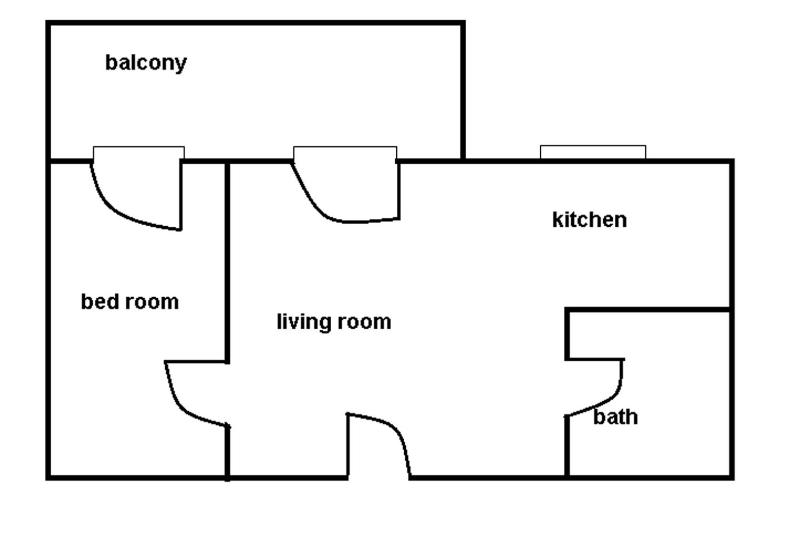 One-Bedroom Apartment with living room, kitchenette and balcony image 2