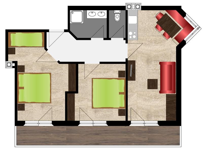 Apartment C with Two-Bedroom with Balcony  image 3