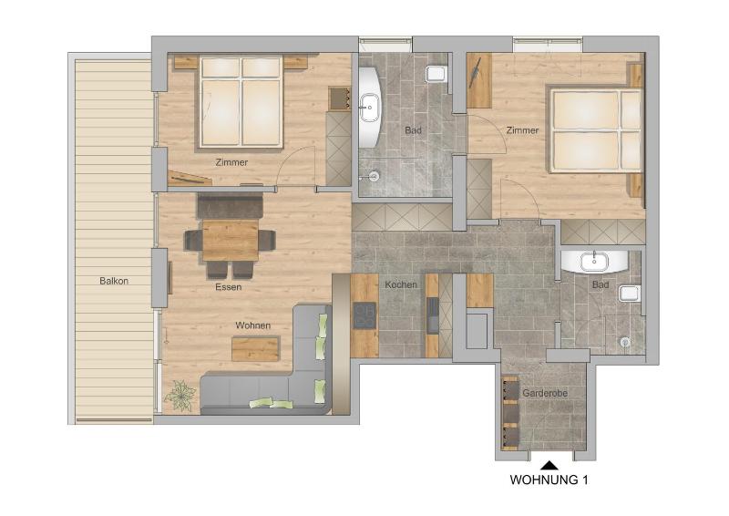 Standard Apartment with two bedrooms and balcony image 2