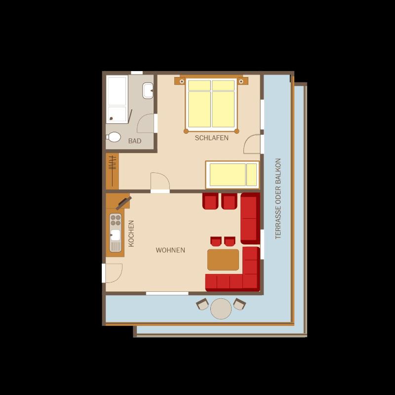 One-Bedroom Apartment with Balcony or Terrace image 2